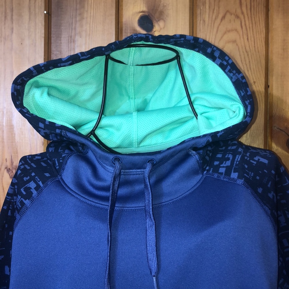 LADIES NIKE DRI-FIT EMBROIDERED SWOOSH PULL OVER HOODIE size large purple/blue - Picture 6 of 8